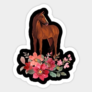 Horse and flowers Sticker